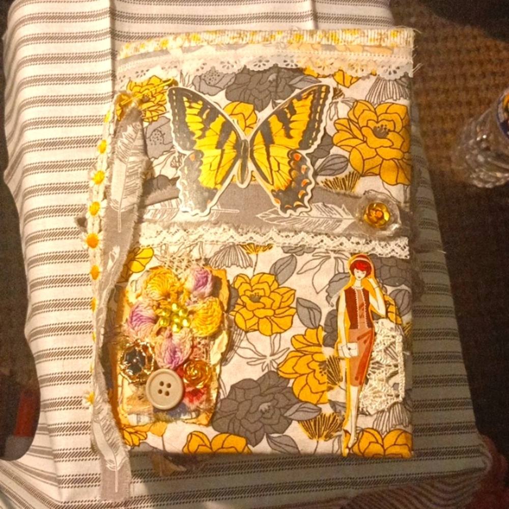 Yellow & grey distressed vintage/retro themed junk journal